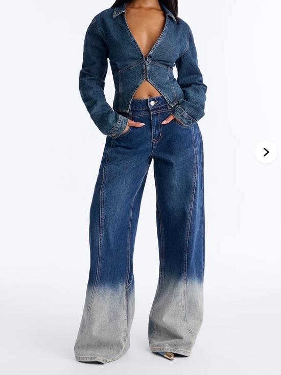 Fashion Nova Denim - Fashion Nova Indigo-to-Light Wash Wide Leg Dip-Dye Jeans